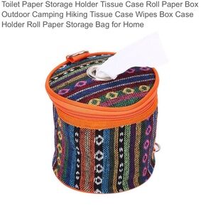 Colorful Aztec Print Toilet Paper/Tissue Holder with Orange Trim